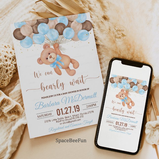 Invitation Teddy Bear Baby shower Nous pouvons attendre (Teddy Bear Baby Shower Invitation, We Can Bearly Wait Invitation, Bear Baby Shower Invite, Baby Show)