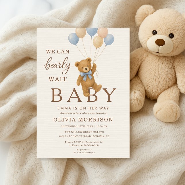 Invitation Teddy Bear Baby Shower We Can Bearly Wait (Créateur téléchargé)