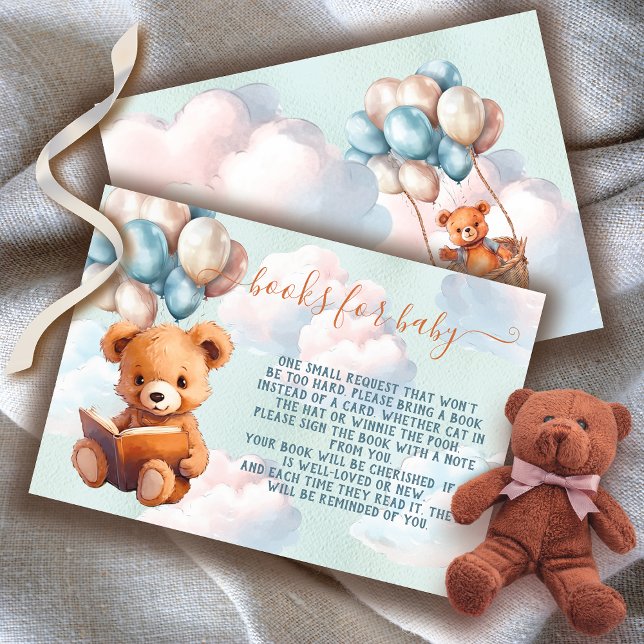 Invitation Teddy Bear Boy Balloon Books for Baby card (Matching Invitation, Diaper Raffle cards and other items that match!)