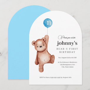 Invitation Teddy Bear Boy Première fête d'anniversaire