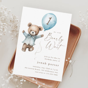 Invitation Teddy Bear Boys 1ère fête d'anniversaire