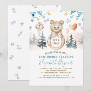 Invitation Teddy Bear - C'est un Baby shower de garçon