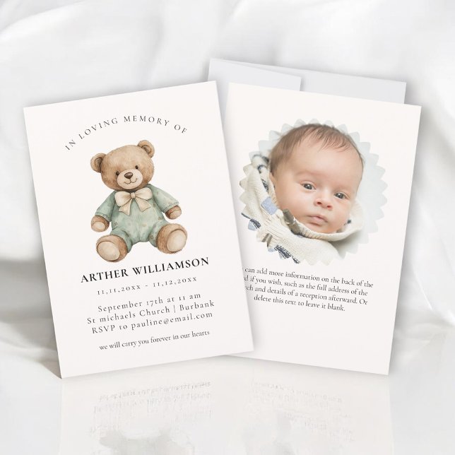 Invitation Teddy Bear "In Loving Memory" Child Memorial Card (Créateur téléchargé)