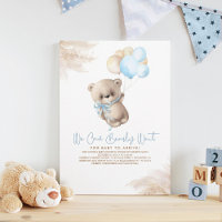 Teddy Bear Light Brown et Blue Boy Baby shower