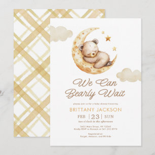 Invitation Teddy Bear Lune Baby shower neutre pour les femmes