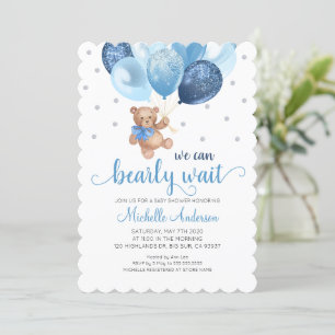 Invitation Teddy Bear Nous Pouvons Attendre Baby shower