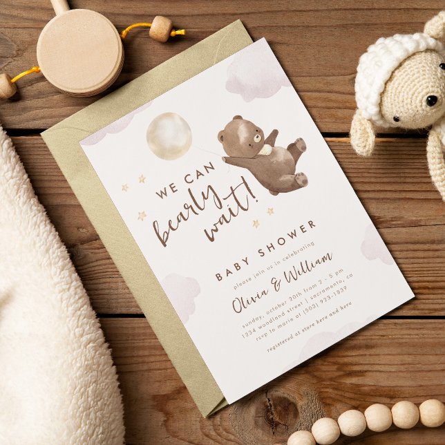 Invitation Teddy Bear Nous Pouvons Attendre Baby shower (Créateur téléchargé)