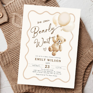 Invitation Teddy Bear Nous Pouvons Attendre Baby shower