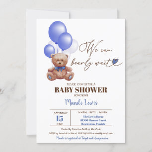 Invitation Teddy Bear Nous Pouvons Attendre Baby shower Garço
