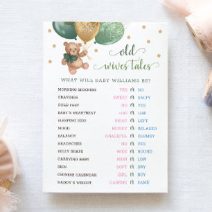 Invitation Teddy Bear Old Wives Tales Gender Reveal Baby Card
