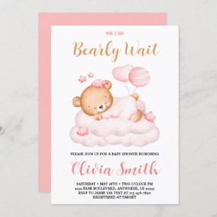 Invitation Teddy Bear On Peut Attendre Un Baby shower De Fill