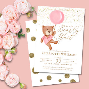 Invitation Teddy Bear On Peut Attendre Un Baby shower De Fill