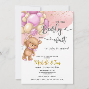 Invitation Teddy Bear On Peut Attendre Un Baby shower De Fill