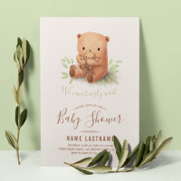 Teddy Bear On Peut Attendre Un Baby shower Neutre