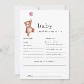 Invitation Teddy Bear Pink Prédiction et conseil Baby shower
