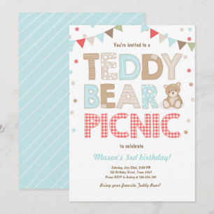 Invitation Teddy Bear Pique-nique anniversaire garçon Invitat