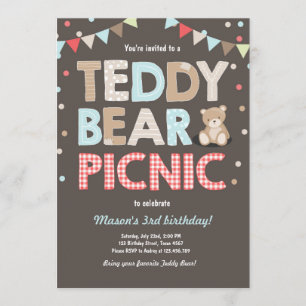 Invitation Teddy Bear Pique-nique anniversaire garçon Invitat