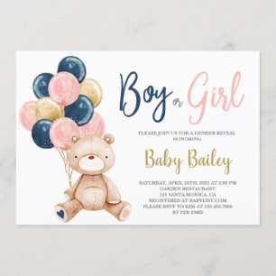 Invitation Teddy Bear - révèle le genre