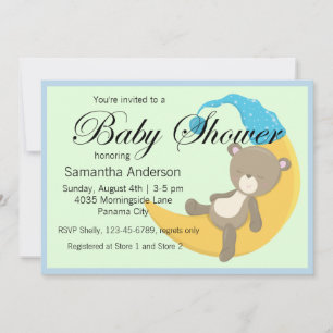 Invitation Teddy Bear sur le Baby shower Crescent Moon