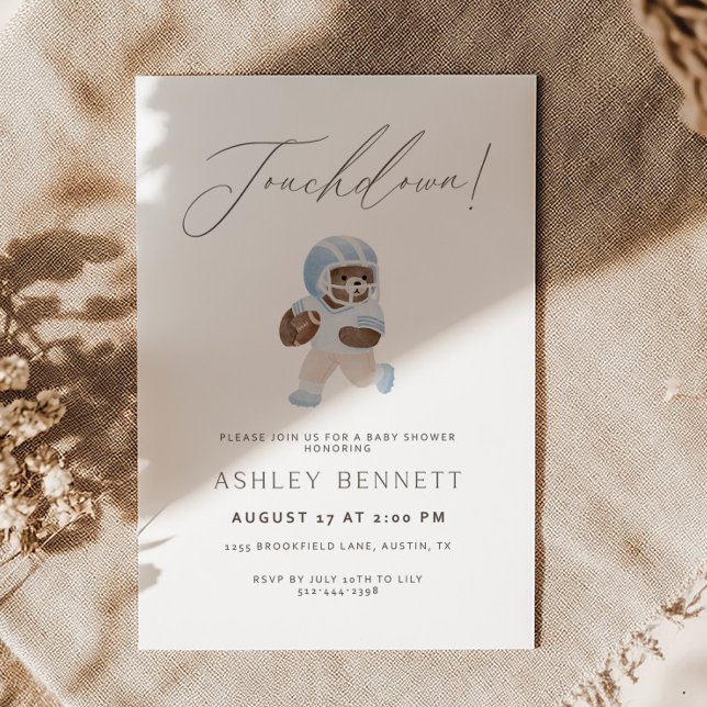 Invitation Teddy bear Touchdown Football Baby Shower (Créateur téléchargé)