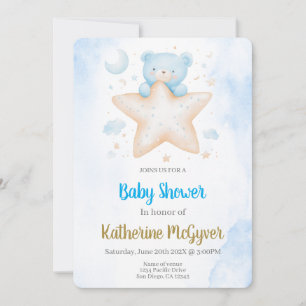 Invitation Teddy ours baby shower garçon