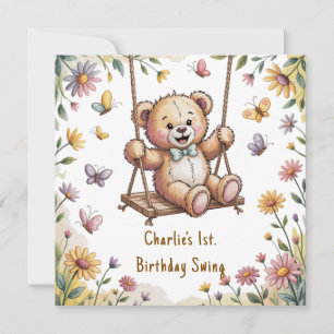 Invitation Teddy's First Birday Swing Party