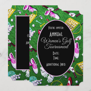 Invitation Tee Time Girly Tournoi de golf Noir