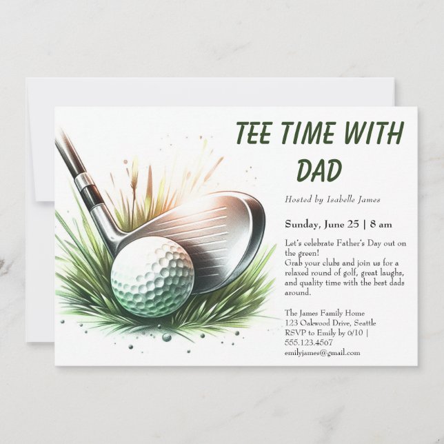 Invitation Tee time with Papa Editable Fête du Père Golf Part (Devant)