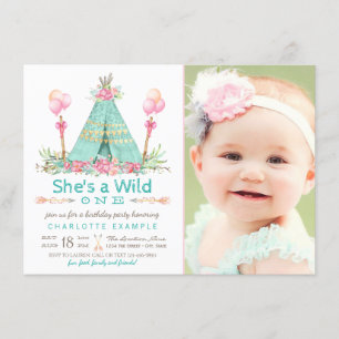 Invitation Teepee Anniversaire Thème Sauvageonne Premier Anni