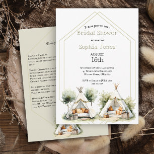 Invitation Teepee bohème confortable pour enterrement de vie