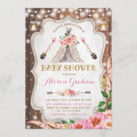 Teepee floral de Boho d'invitation tribale de baby