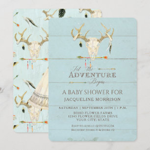 Invitation Teepee garçon aventure T-shirt bébé Flèches en boi