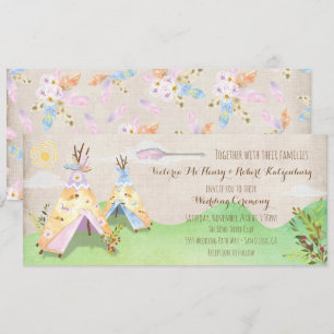 Invitation Teepee rustique de mariage tribal de Boho
