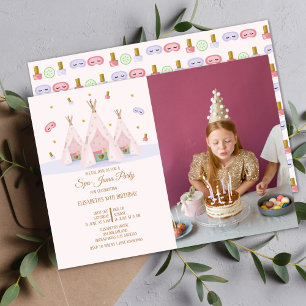 Invitation Teepee Spa Anniversaire Photo Party