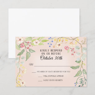 Invitation Teinte sauvage de pêche rose bohème aquarelle RSVP