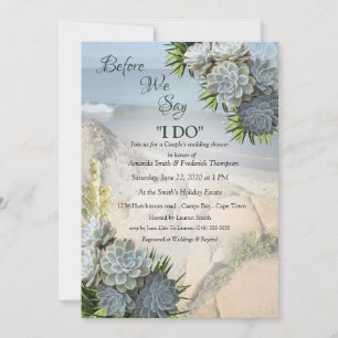 Invitation Teintes succulentes de bleus pâles et feuilles tub