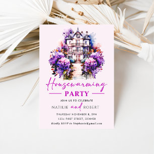 Invitation Teintes violettes Fête de réchauffement ménager