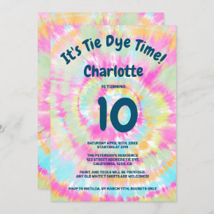 Invitation Teinture à cravate arc-en-ciel Super 10e anniversa