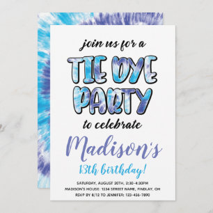 Invitation Teinture violet et bleu, fête d'anniversaire, tout