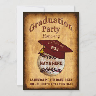Invitation Téléchargeable ou imprimé, Baseball Graduation Par