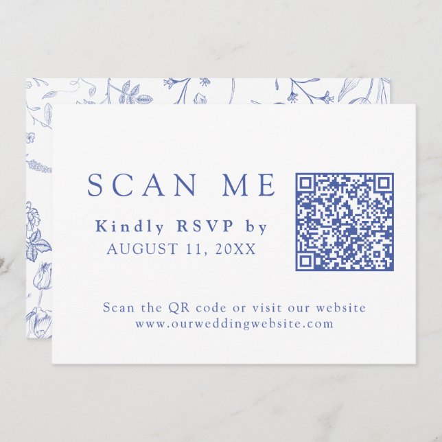 Invitation TÉLÉCHARGEABLE QR Code Chinoiserie Mariage RSVP (Devant / Derrière)