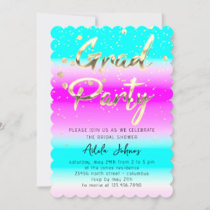 Invitation Téléchargement Instantané Graduate Party Gold Pink