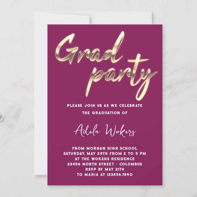 Invitation Téléchargement instantané Graduation Party Grad Be (Devant)