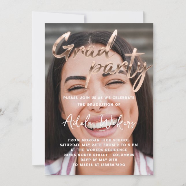 Invitation Téléchargement instantané Graduation Party Grad Ph (Devant)