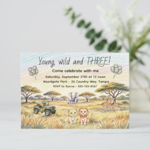 Invitation Téléchargement numérique d'anniversaire d'animaux 