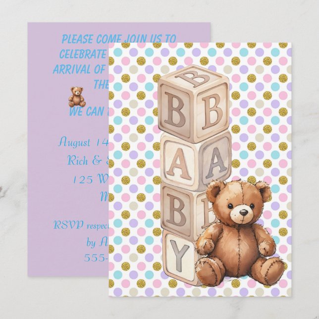 INVITATION TÉLÉCHARGEMENT NUMÉRIQUE DE BLOC BÉBÉ DOUCHE (Devant / Derrière)
