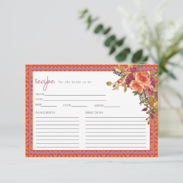 Invitation Téléchargement numérique Fuchsia Floral Recette Ca (Debout devant)