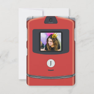 Invitation Téléphone à clapet rouge des années 2000 pour anni