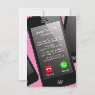 Invitation Téléphone tendance Jeune Filles Anniversaire Fête