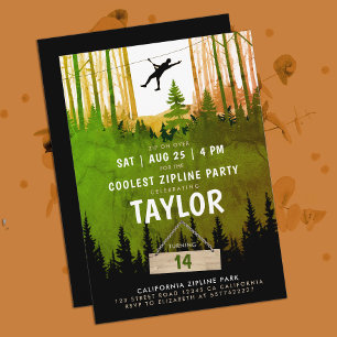 Invitation Téléplane Cool Forêt Verte Arbres Nature Aventure
